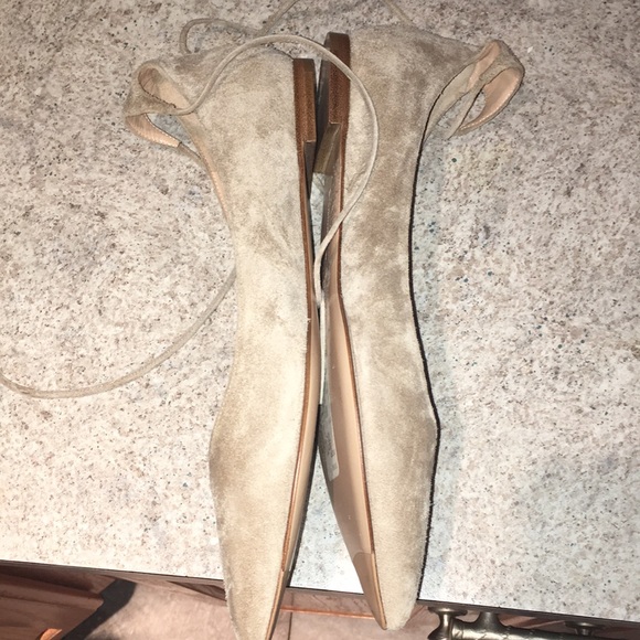 GIANVITO ROSSI TAN SUEDE EUC ANKLE TIE UP BALLET FLATS SIZE 40 - Picture 10 of 10